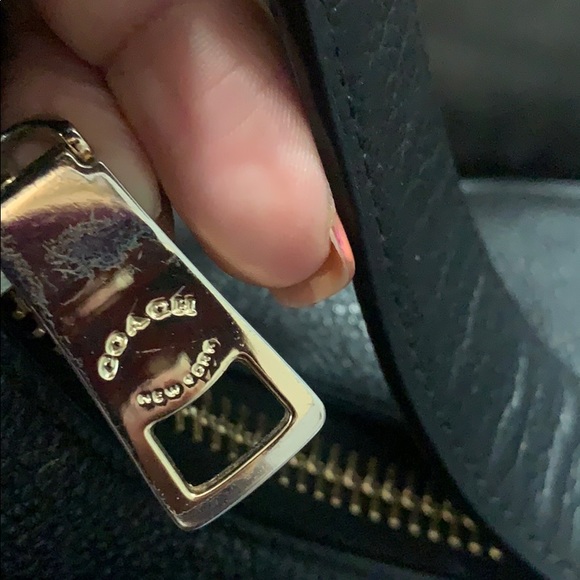 Leather black Coach shoulder bag w/ gold hardware! - Picture 3 of 8